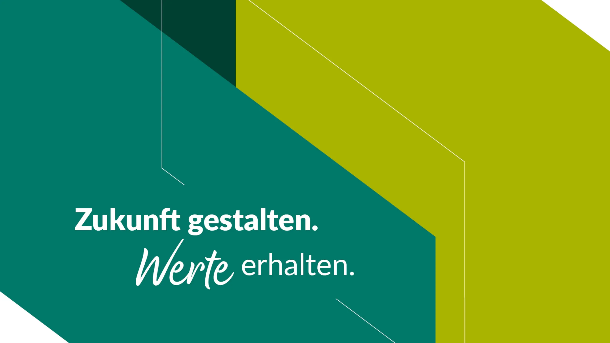 Grafisches Gestaltungselement von Pletzer Immobilien mit dem Claim ‚Zukunft gestalten. Werte erhalten.‘